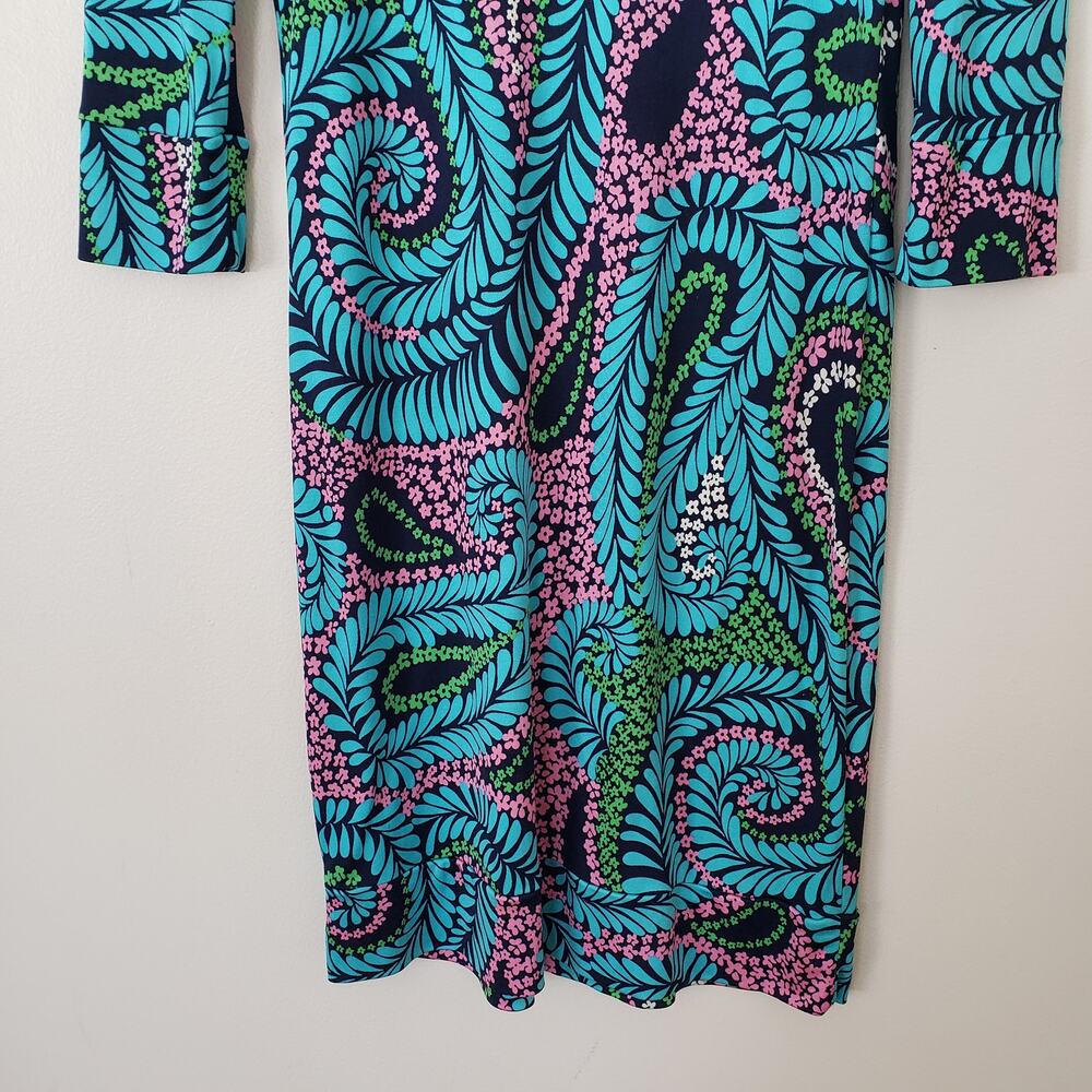 Lily Pulitzer Silk Dress 3/4 Sleeve Knee-length Psychedelic Paisley Size 2 - Picture 6 of 10
